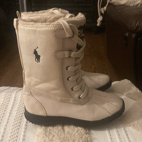Ralph Lauren Girls Boots Beige Faux Shearling Size 3